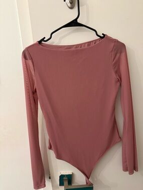 Women's Long Sleeve Scoop Back Bodysuit - Dusty Rose